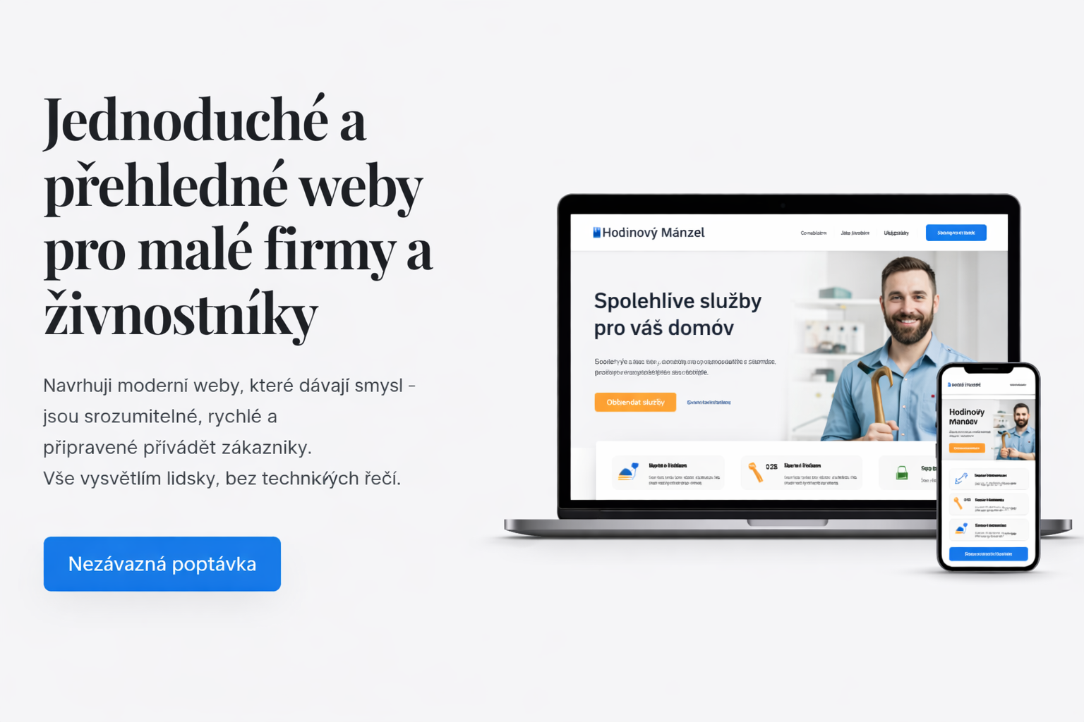 Ukázka webu na notebooku a mobilu